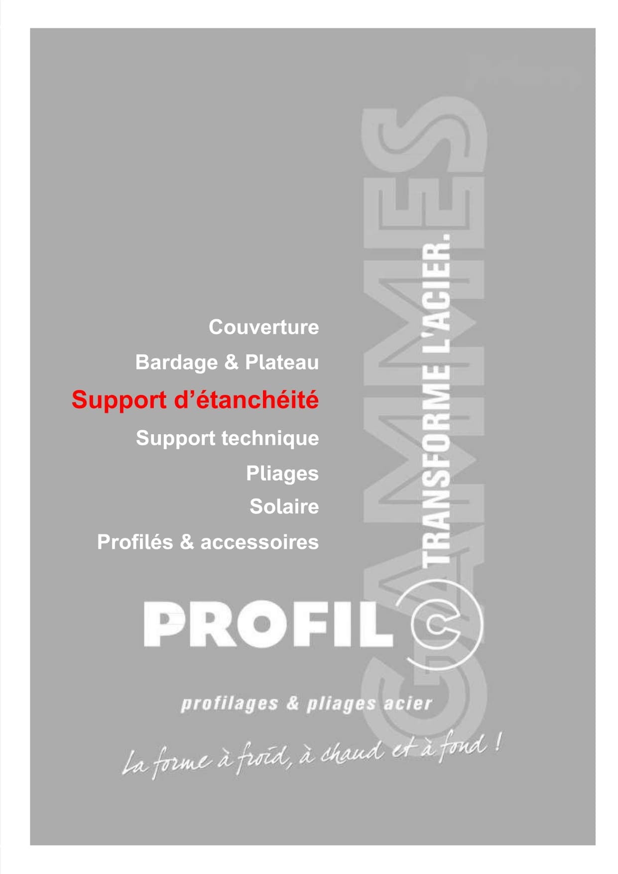 Couverture Catalogue Support d'étanchéité